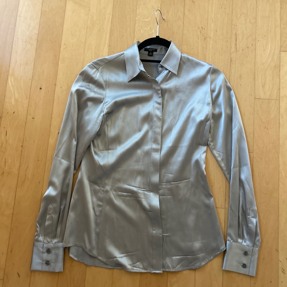 Ann Taylor: silver silk blouse